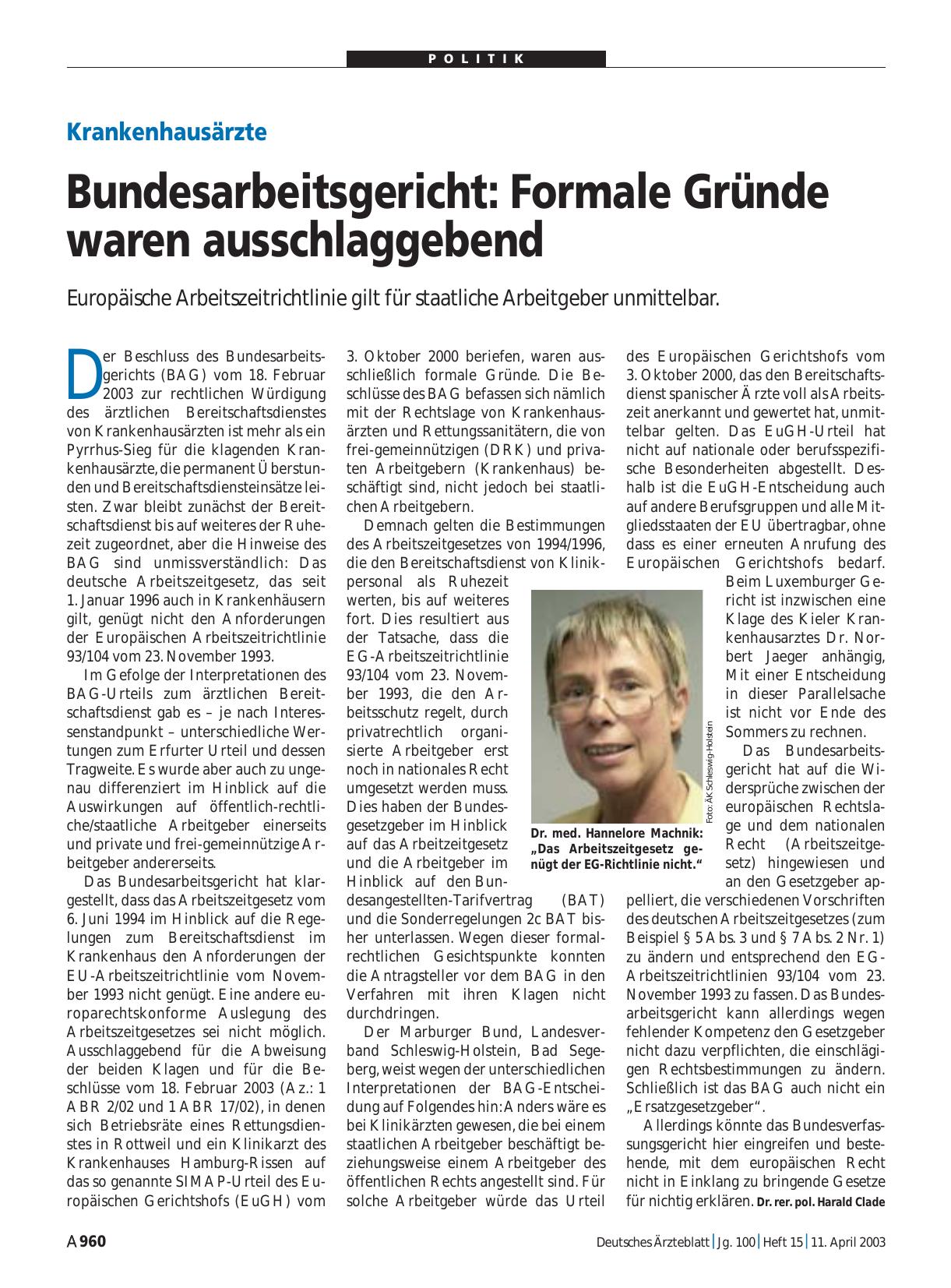 Vorschauseite 1: Krankenhausärzte: Bundesarbeitsgericht – Formale Gründe waren ausschlaggebend