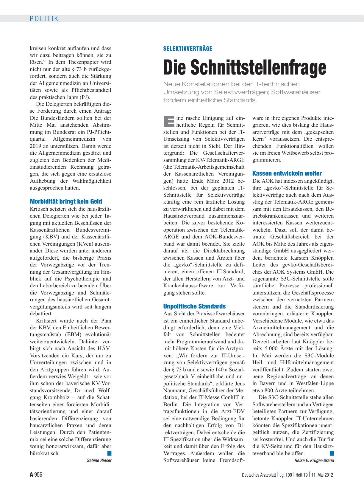 Vorschauseite 1: Selektivverträge: Die Schnittstellenfrage