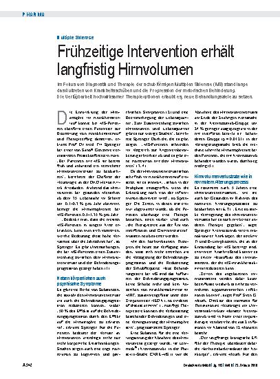 Vorschauseite 1: Multiple Sklerose: Frühzeitige Intervention erhält langfristig Hirnvolumen