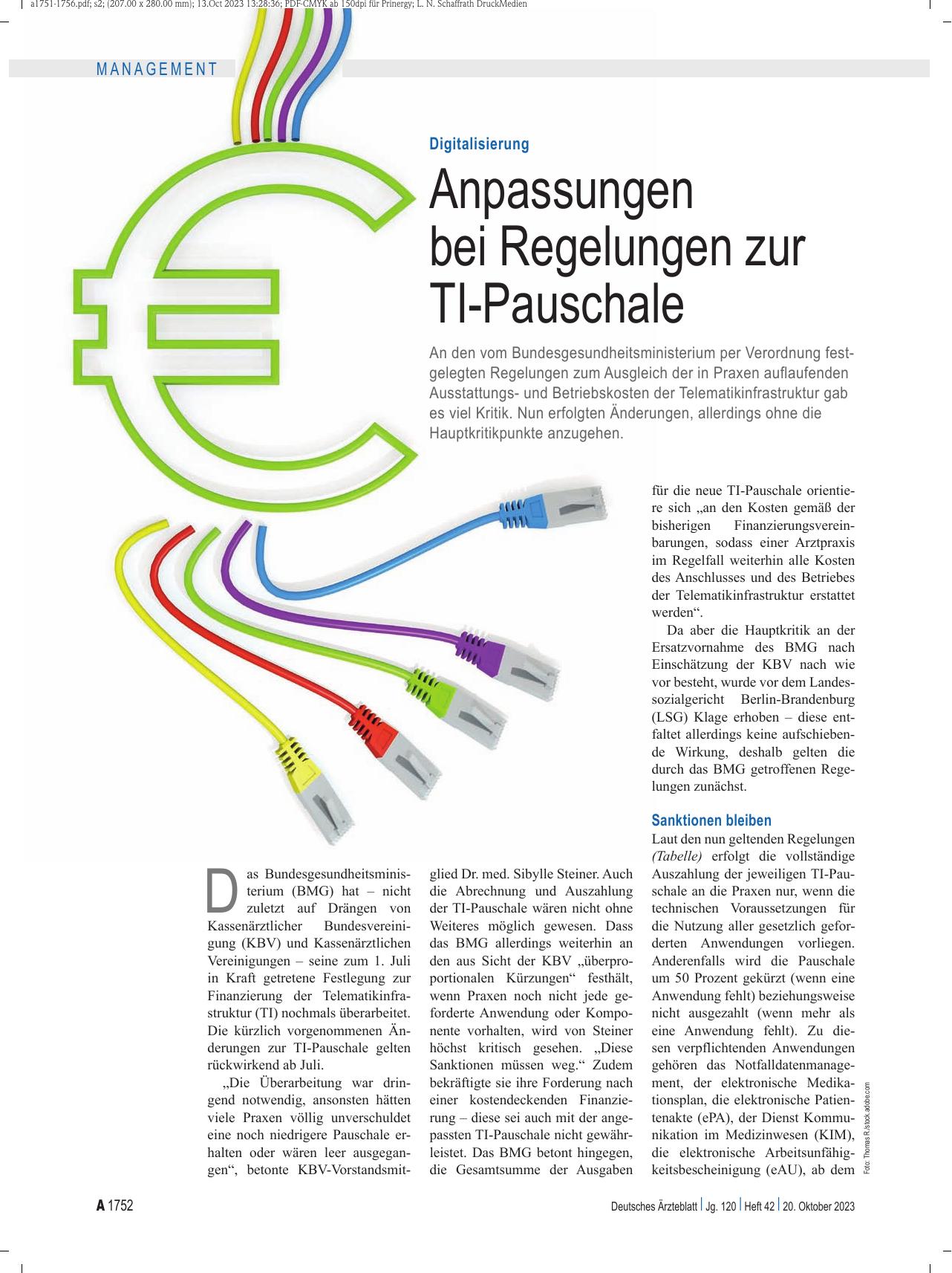 Vorschauseite 1: Digitalisierung: Anpassungen bei Regelungen zur TI-Pauschale