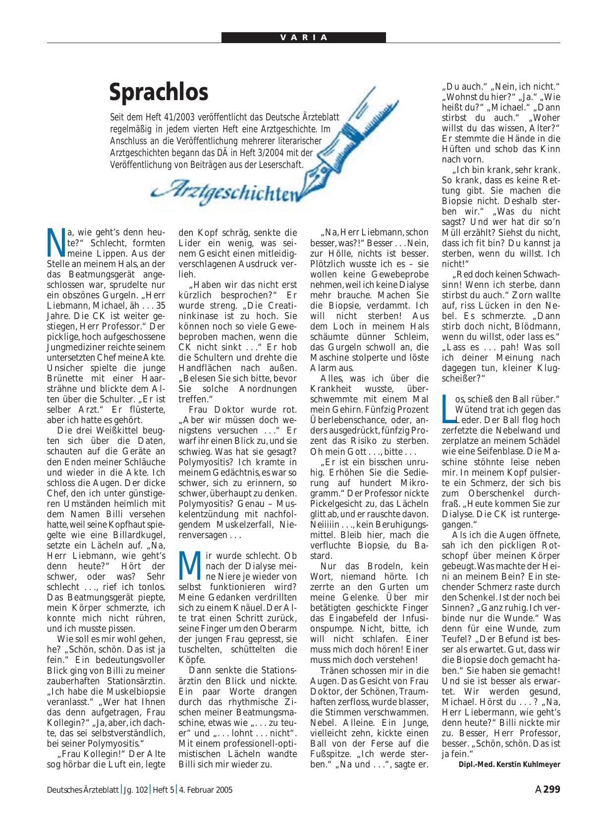 Vorschauseite 1: Arztgeschichten: Sprachlos