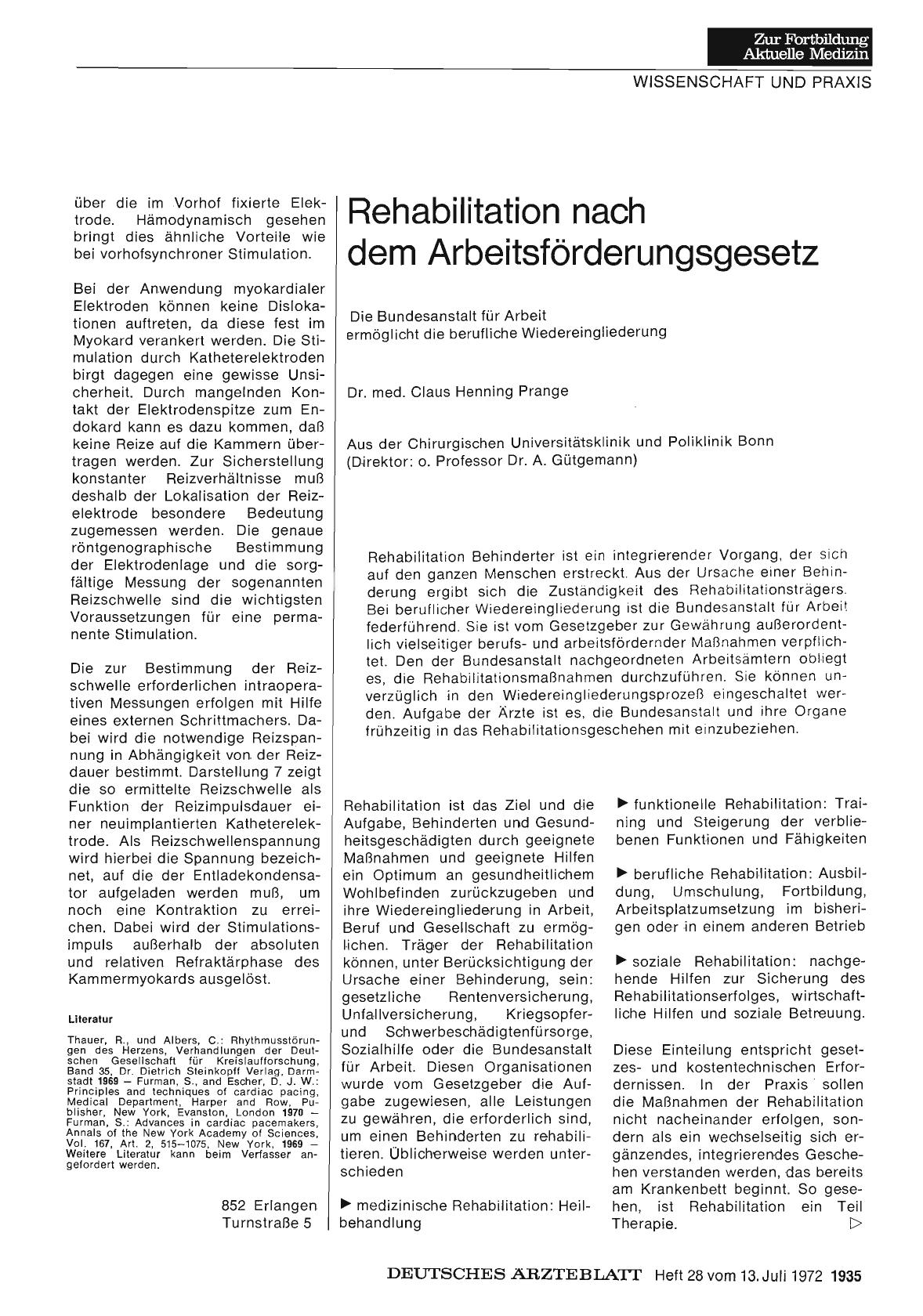 Vorschauseite 1: Rehabilitation nach dem Arbeitsförderungsgesetz
