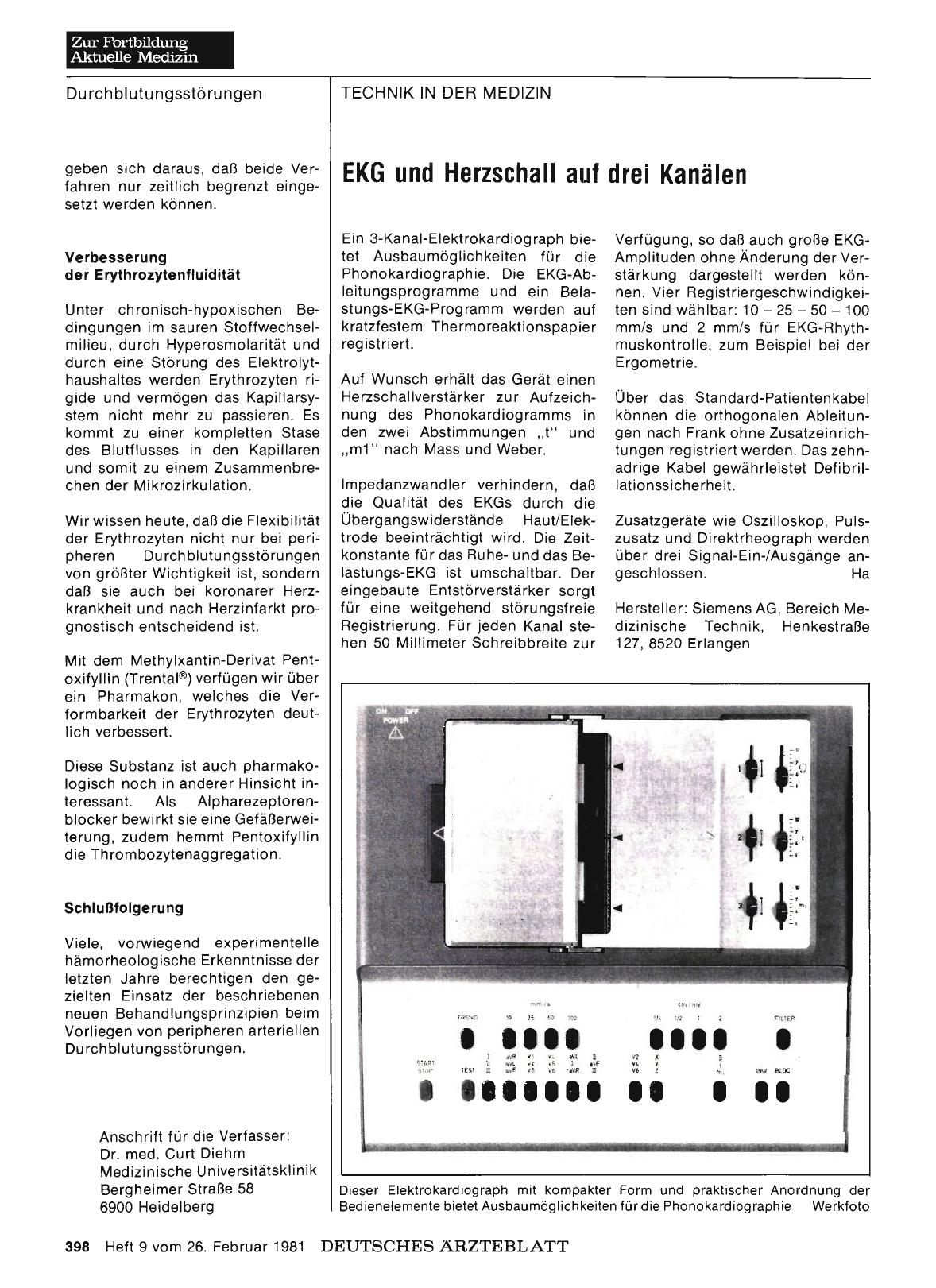Vorschauseite 1: EKG und Herzschall auf drei Kanälen