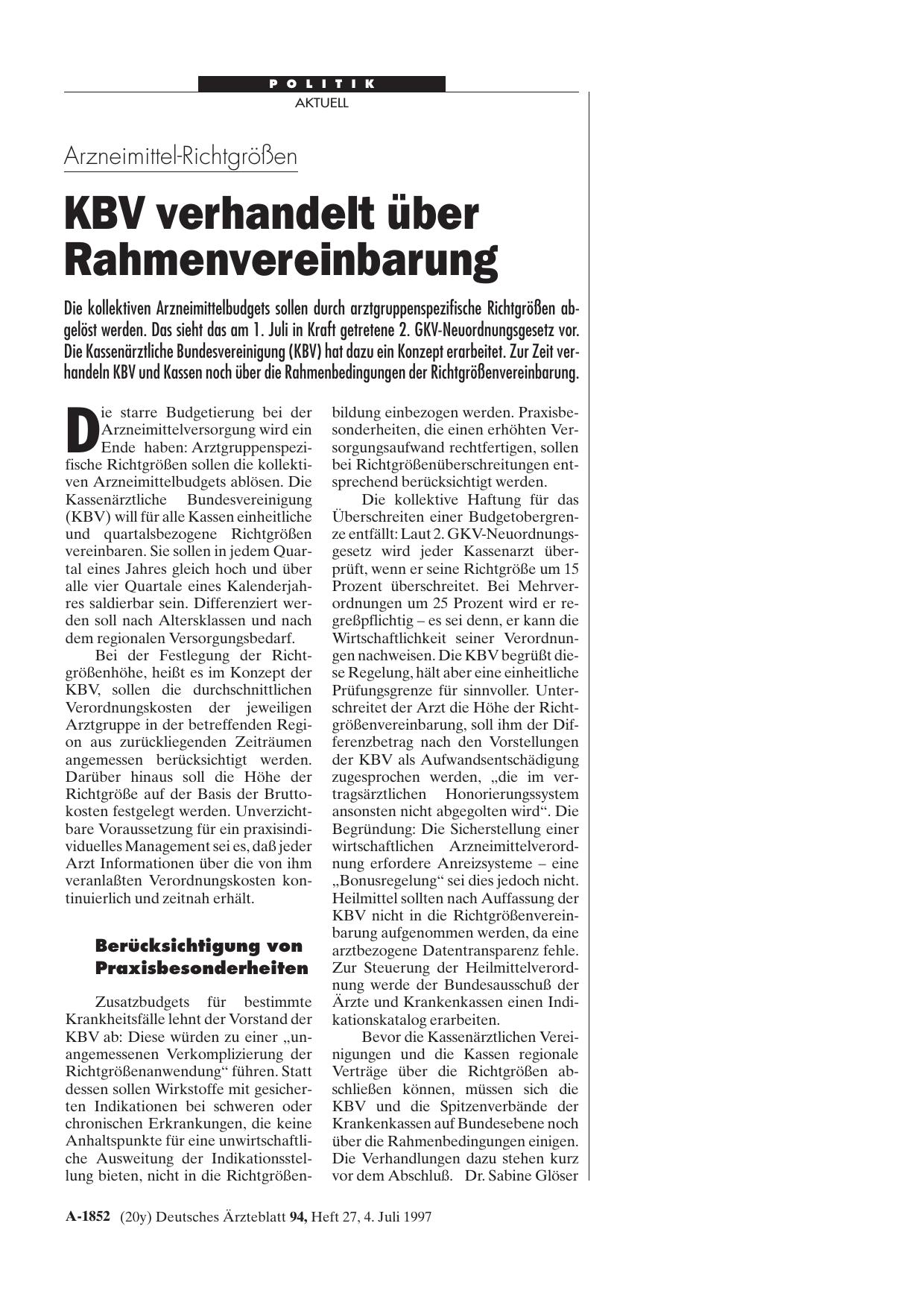 Vorschauseite 1: Arzneimittel-Richtgrößen: KBV verhandelt über Rahmenvereinbarung