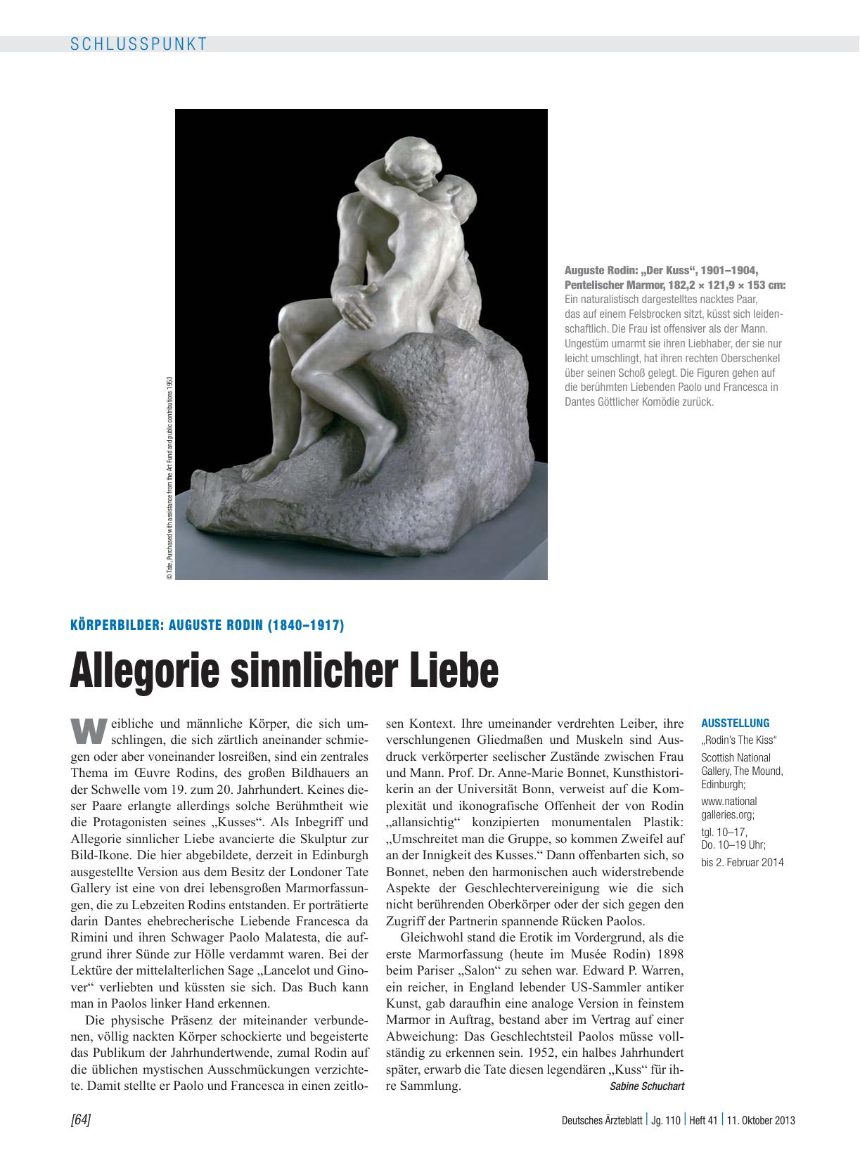 Vorschauseite 1: Körperbilder: Auguste Rodin (1840 – 1917) — Allegorie sinnlicher Liebe