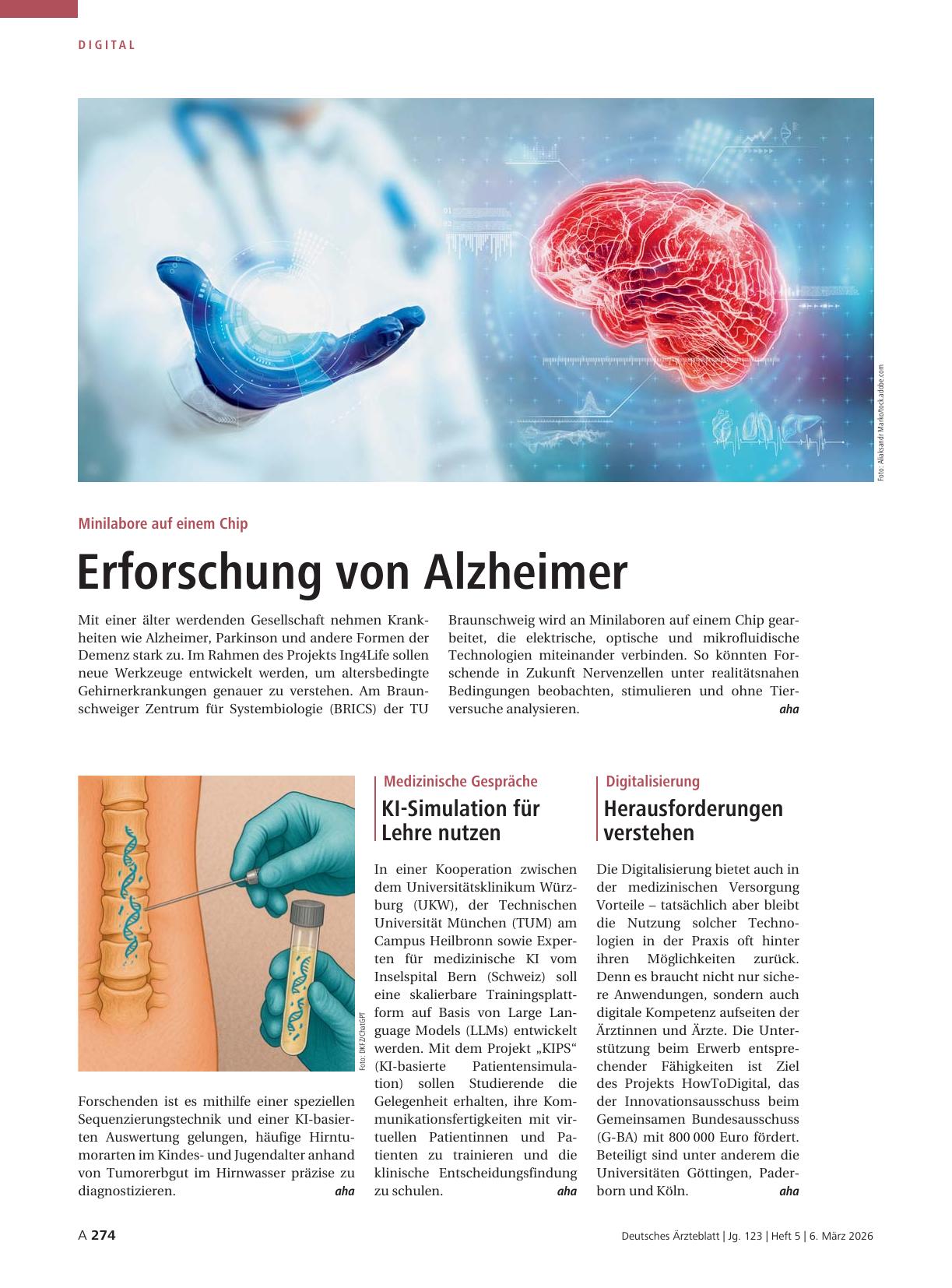 Vorschauseite 1: Minilabore auf einem Chip: Erforschung von Alzheimer