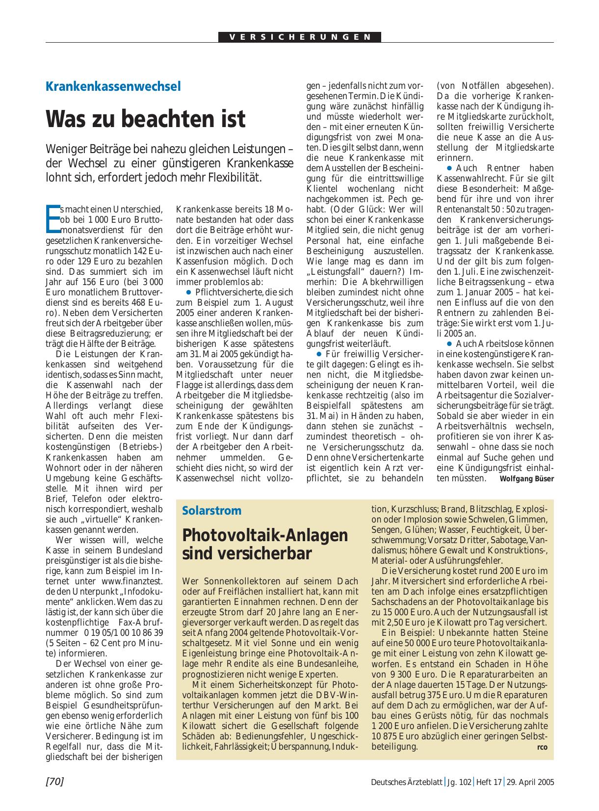 Vorschauseite 1: Krankenkassenwechsel: Was zu beachten ist