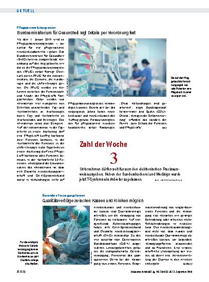 Vorschauseite 1: Pflegepersonaluntergrenzen: Bundesministerium für Gesundheit legt Details per Verordnung fest