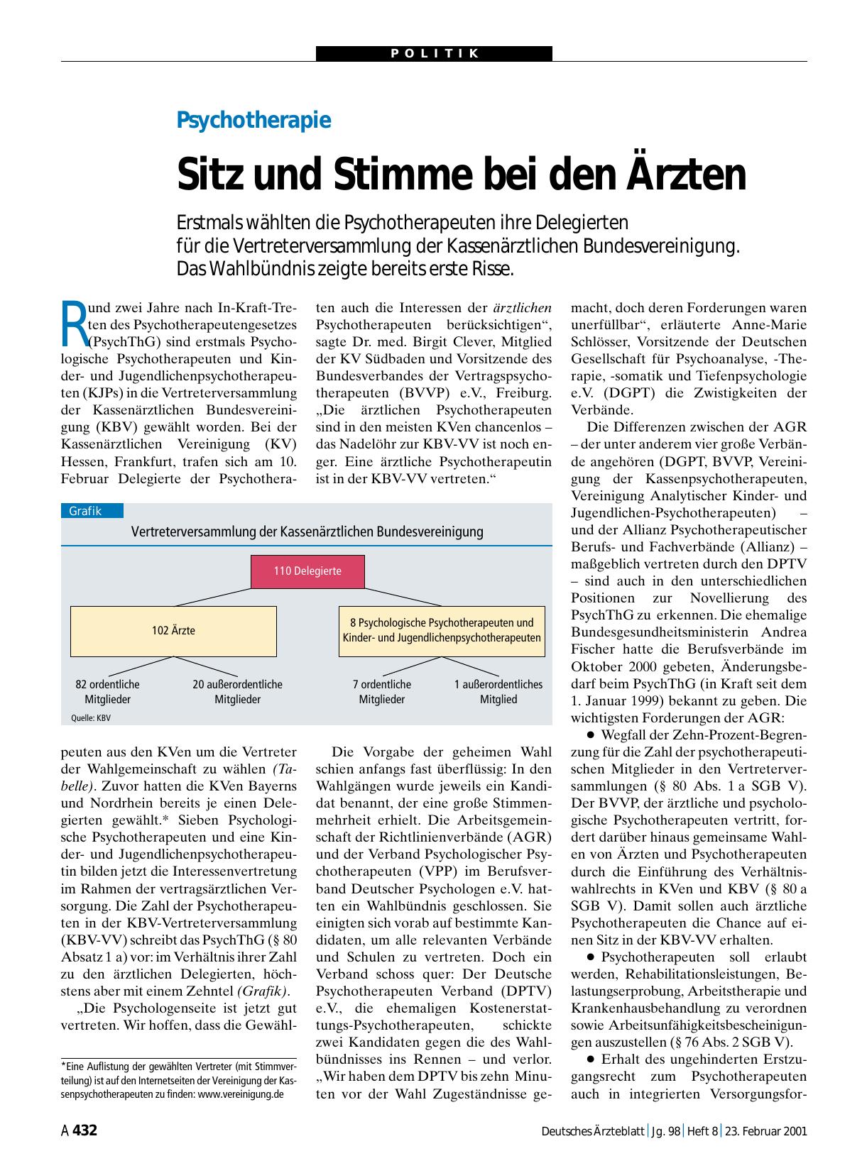 Vorschauseite 1: Psychotherapie: Sitz und Stimme bei den Ärzten