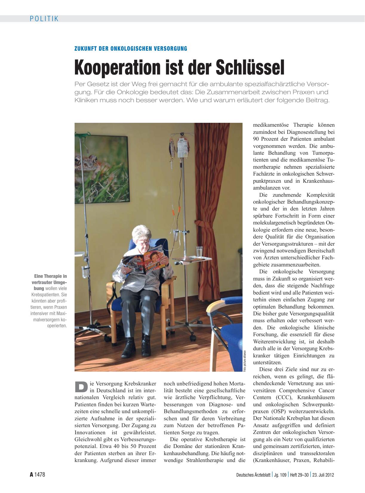 Vorschauseite 1: Zukunft der onkologischen Versorgung: Kooperation ist der Schlüssel
