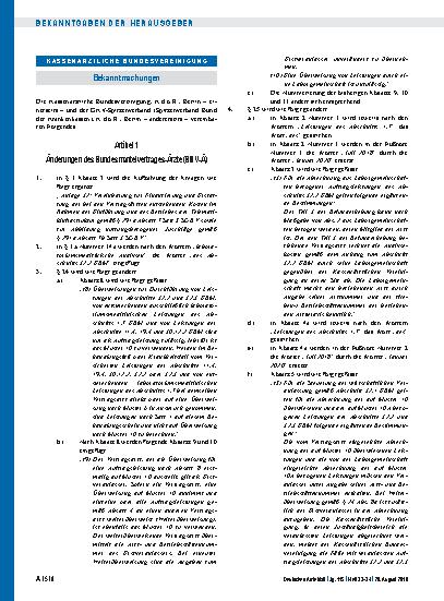 Vorschauseite 1: Artikel 1 Änderungen des Bundesmantelvertrages-Ärzte (BMV-Ä) Artikel 2 Inkrafttreten