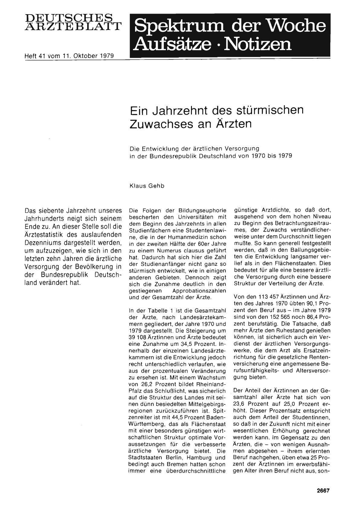 Vorschauseite 1: Ein Jahrzehnt des stürmischen Zuwachses an Ärzten: Die Entwicklung der ärztlichen Versorgung in der Bundesrepublik Deutschland von 1970 bis 1979
