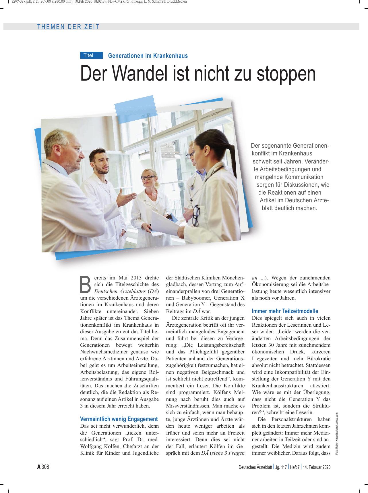 Vorschauseite 1: Generationen im Krankenhaus: Der Wandel ist nicht zu stoppen