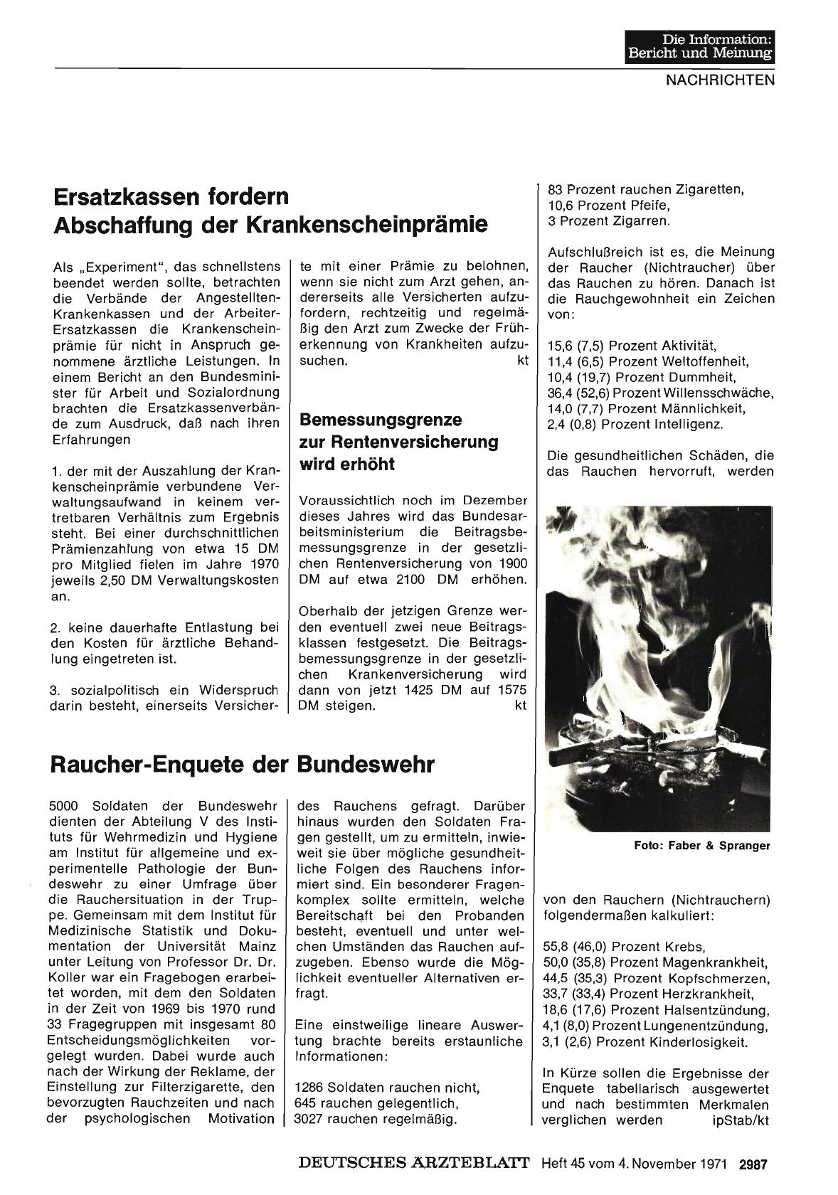 Vorschauseite 1: Raucher-Enquete der Bundeswehr
