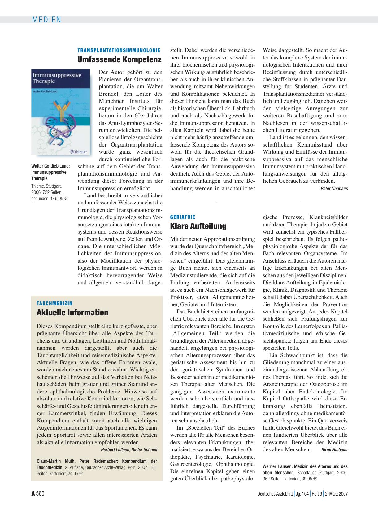 Vorschauseite 1: Immunsuppressive Therapie