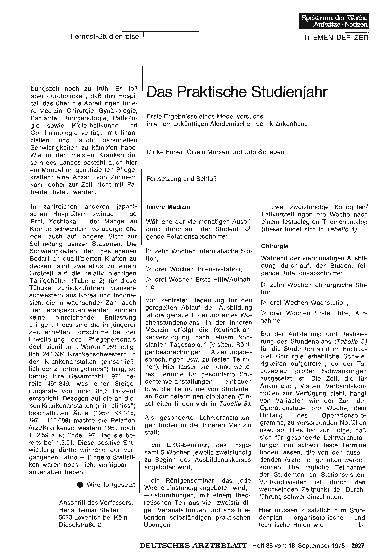 Vorschauseite 1: Das Praktische Studienjahr: Erste Ergebnisse eines Modellversuchs in einem zukünftigen Akademischen Lehrkrankenhaus