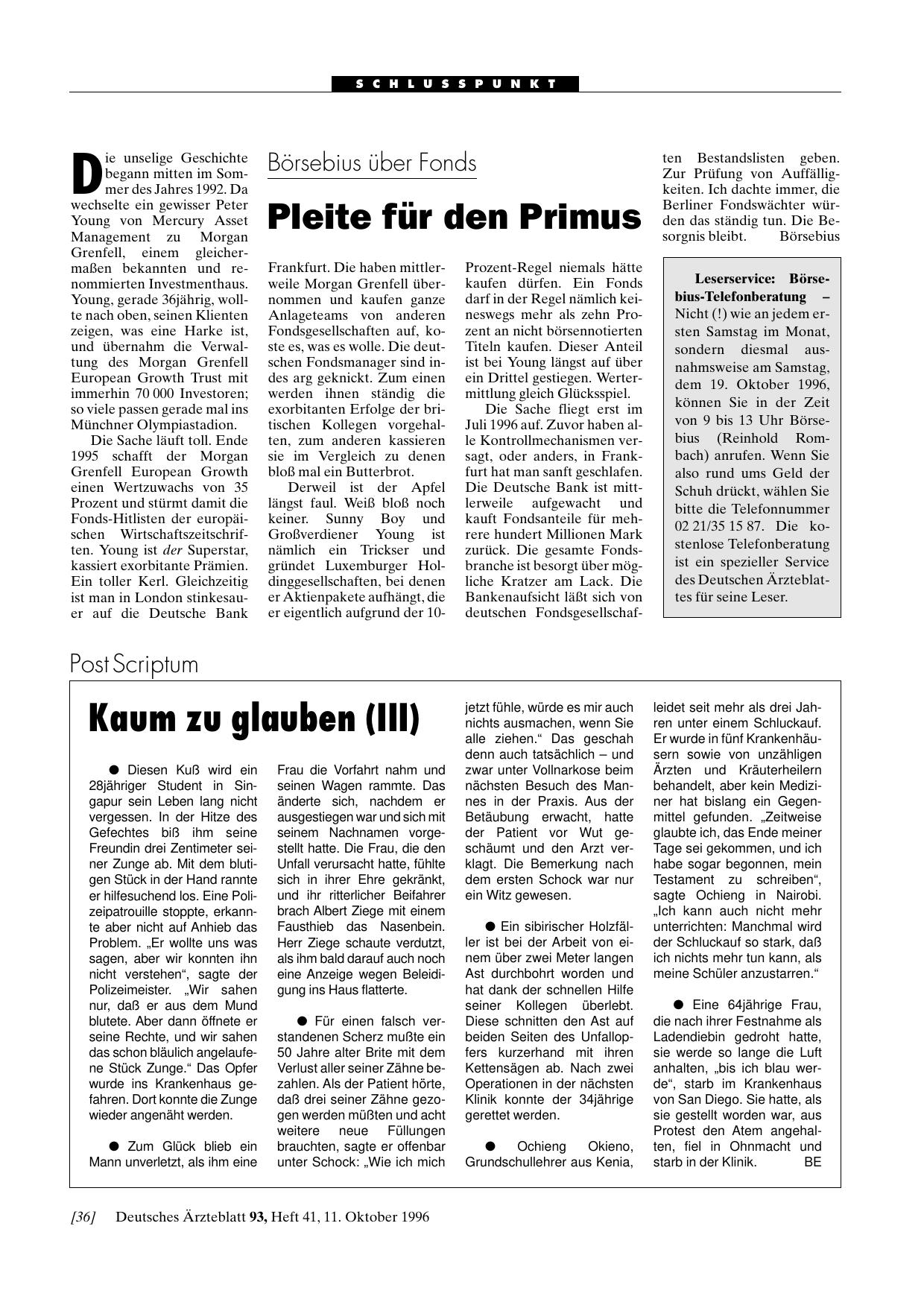 Vorschauseite 1: Börsebius über Fonds: Pleite für den Primus