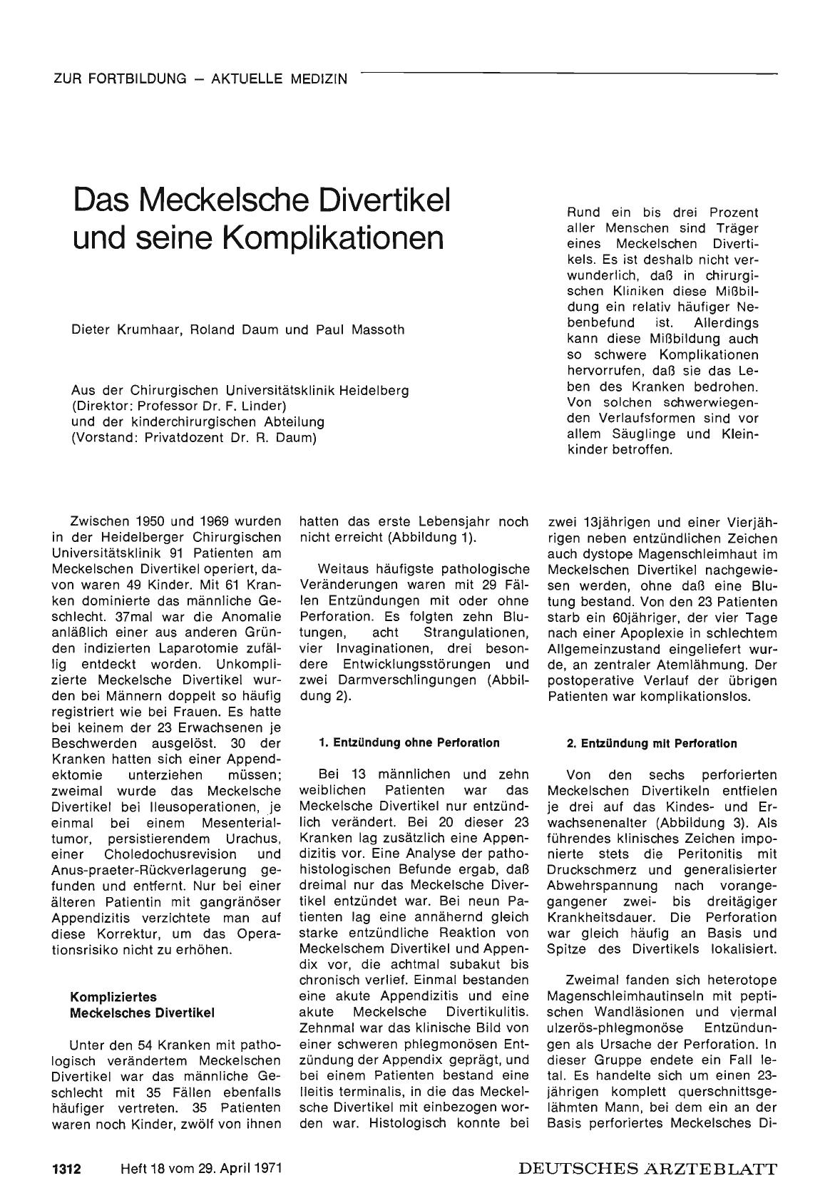 Vorschauseite 1: Das Meckelsche Divertikel und seine Komplikationen