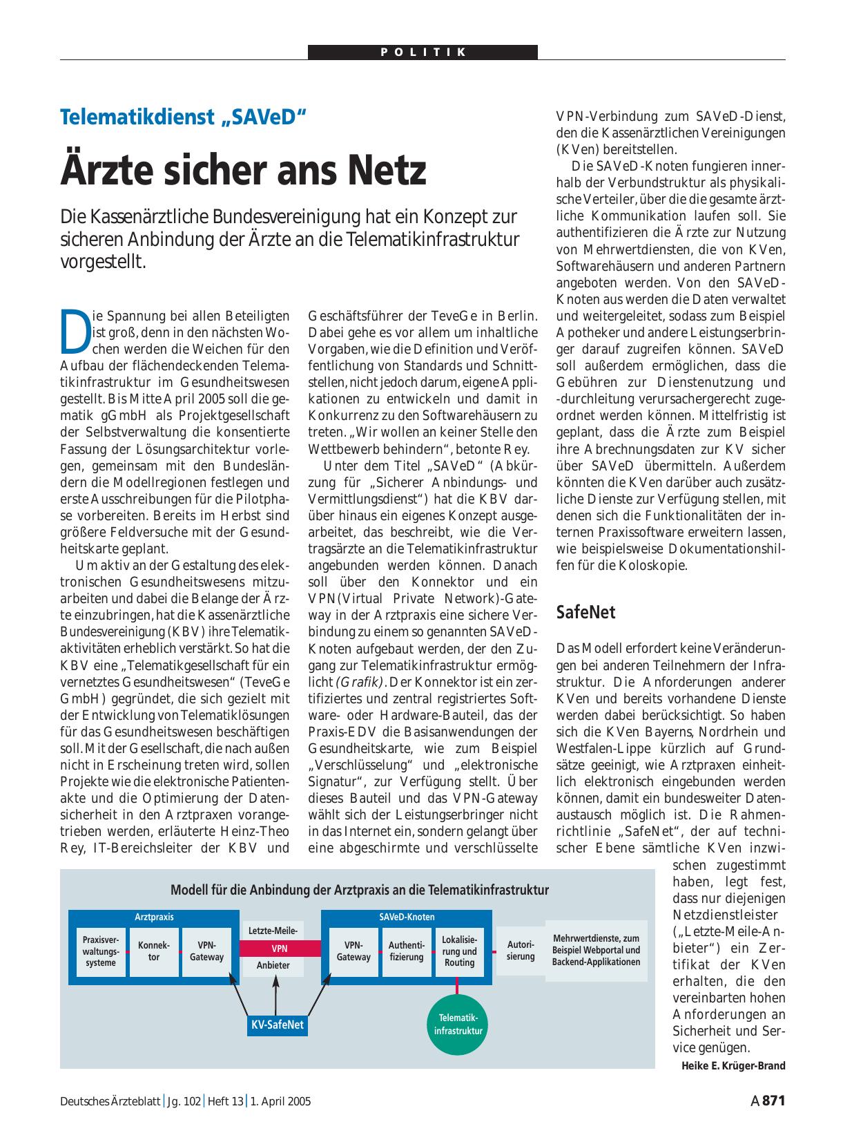 Vorschauseite 1: Telematikdienst „SAVeD“: Ärzte sicher ans Netz