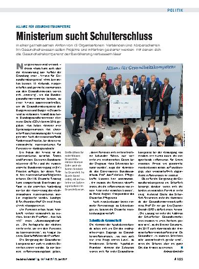 Vorschauseite 1: Allianz für Gesundheitskompetenz: Ministerium sucht Schulterschluss