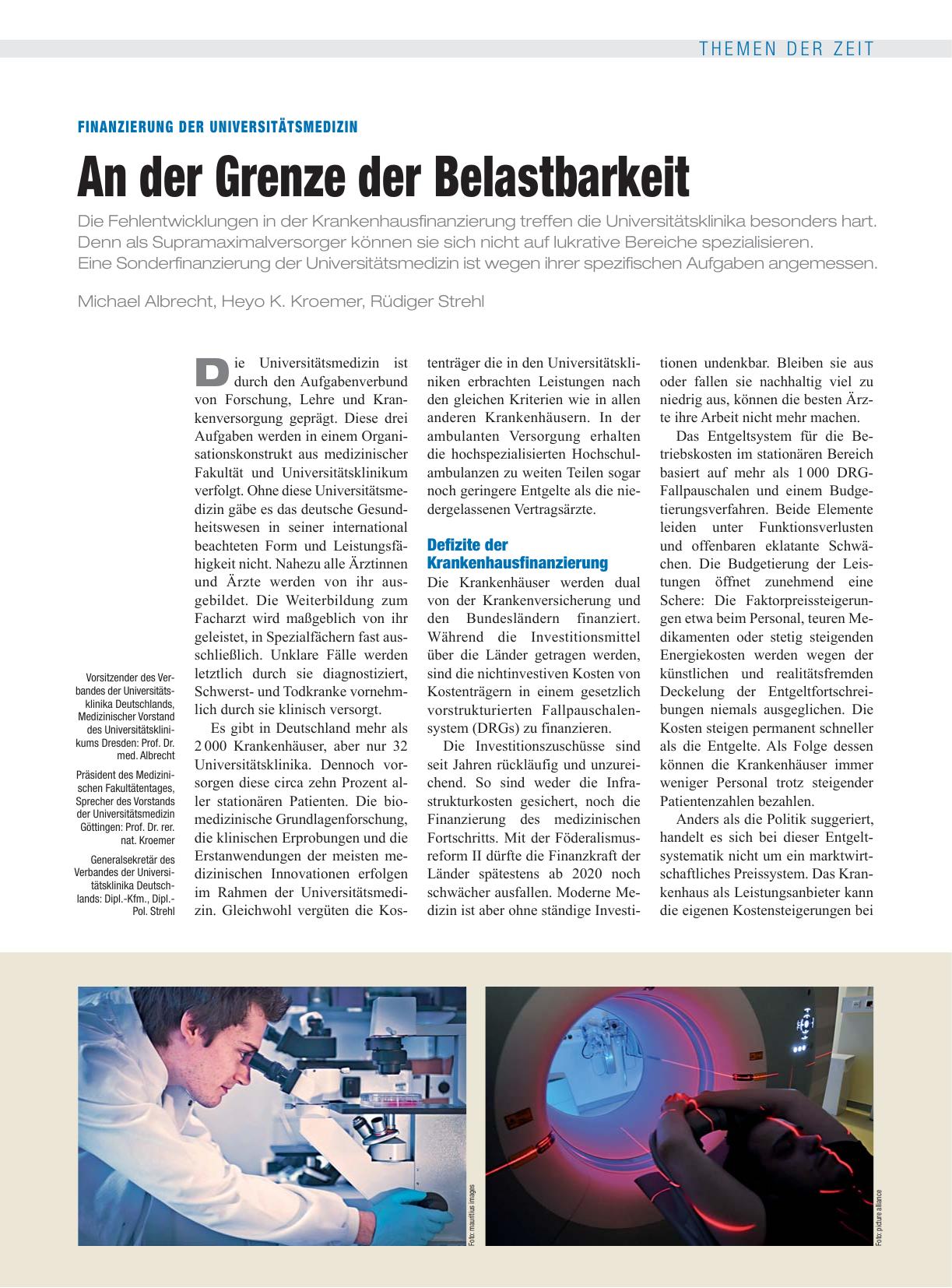 Vorschauseite 1: Finanzierung der Universitätsmedizin: An der Grenze der Belastbarkeit