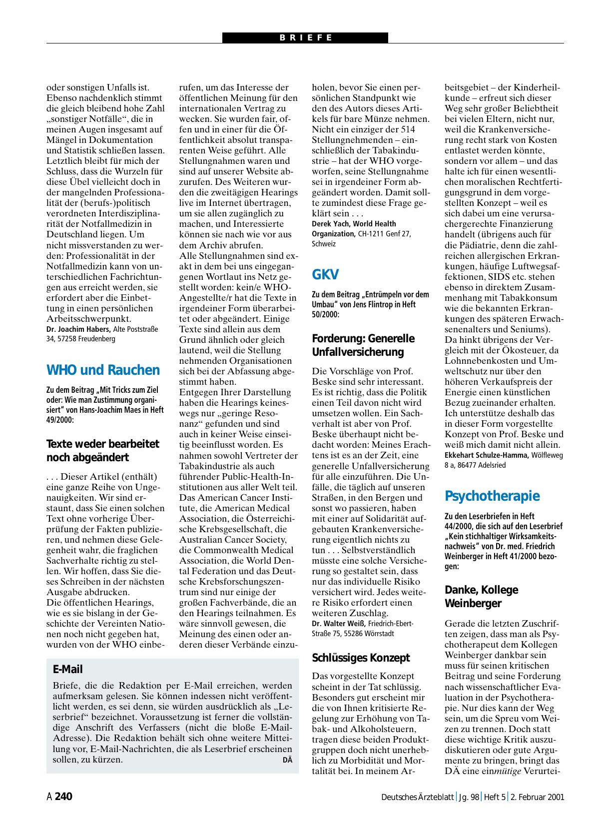 Vorschauseite 1: Psychotherapie: Danke, Kollege Weinberger
