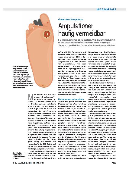 Vorschauseite 1: Diabetisches Fußsyndrom: Amputationen häufig vermeidbar