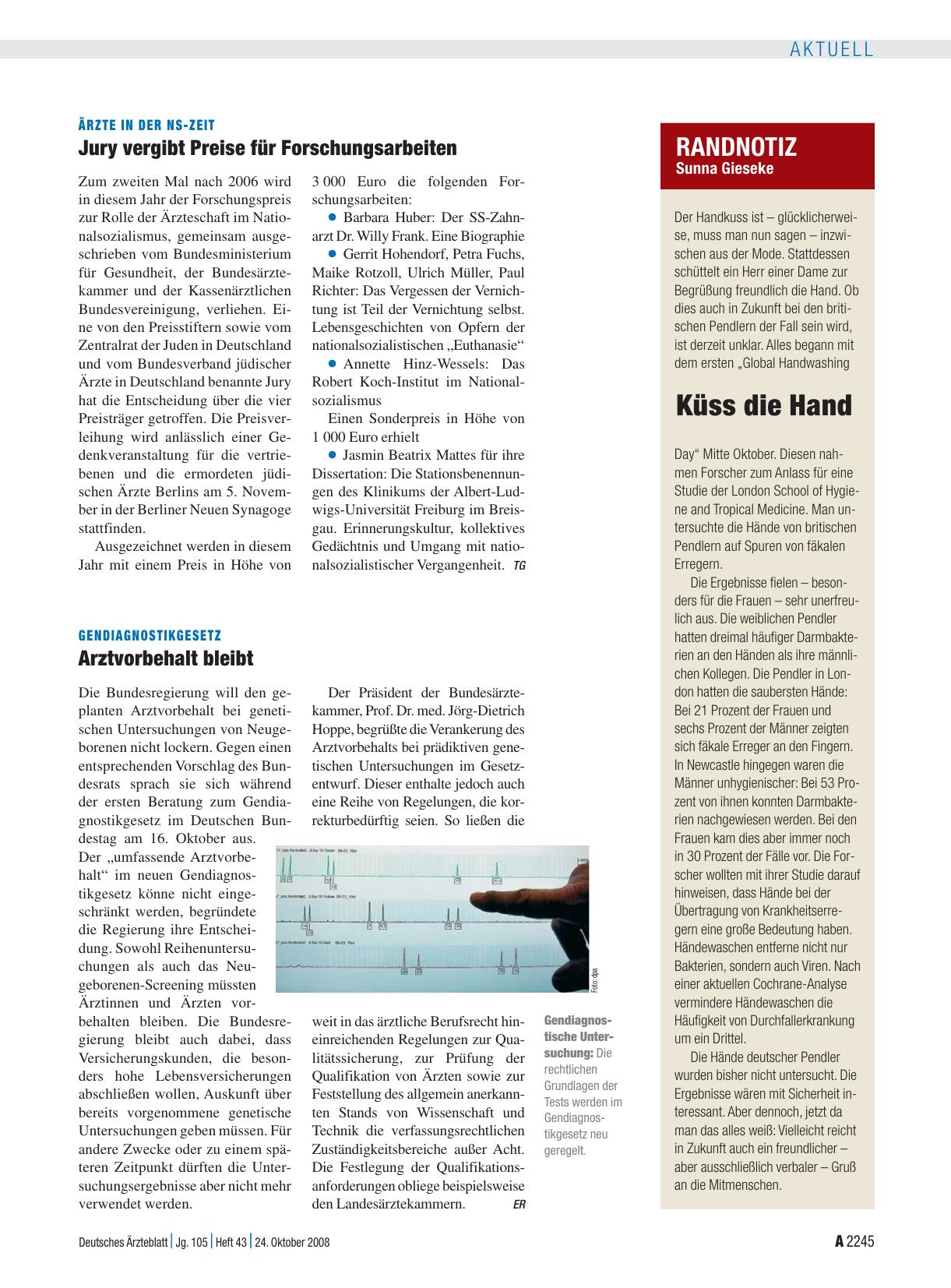 Vorschauseite 1: Ärzte in der NS-Zeit: Jury vergibt Preise für Forschungsarbeiten
