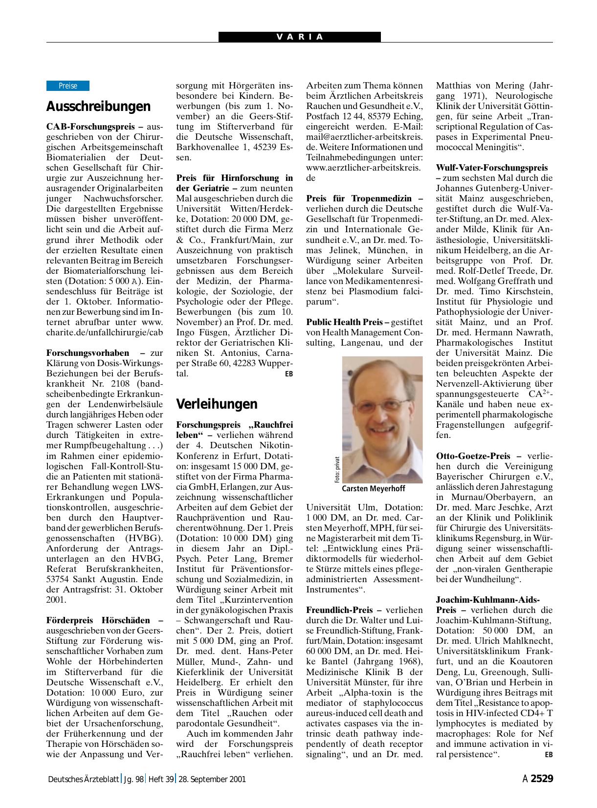 Vorschauseite 1: Ausschreibungen