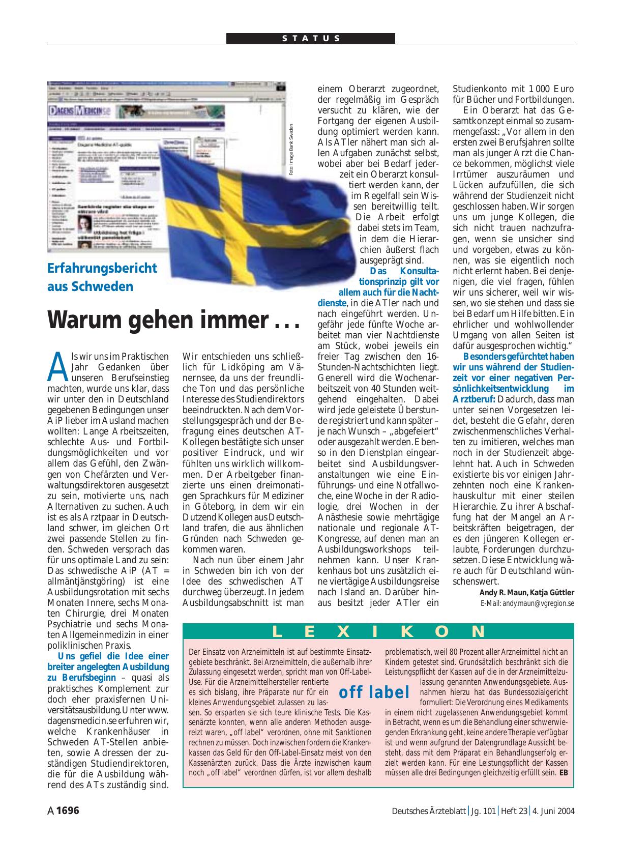 Vorschauseite 1: Erfahrungsbericht aus Schweden: Warum gehen immer. ..