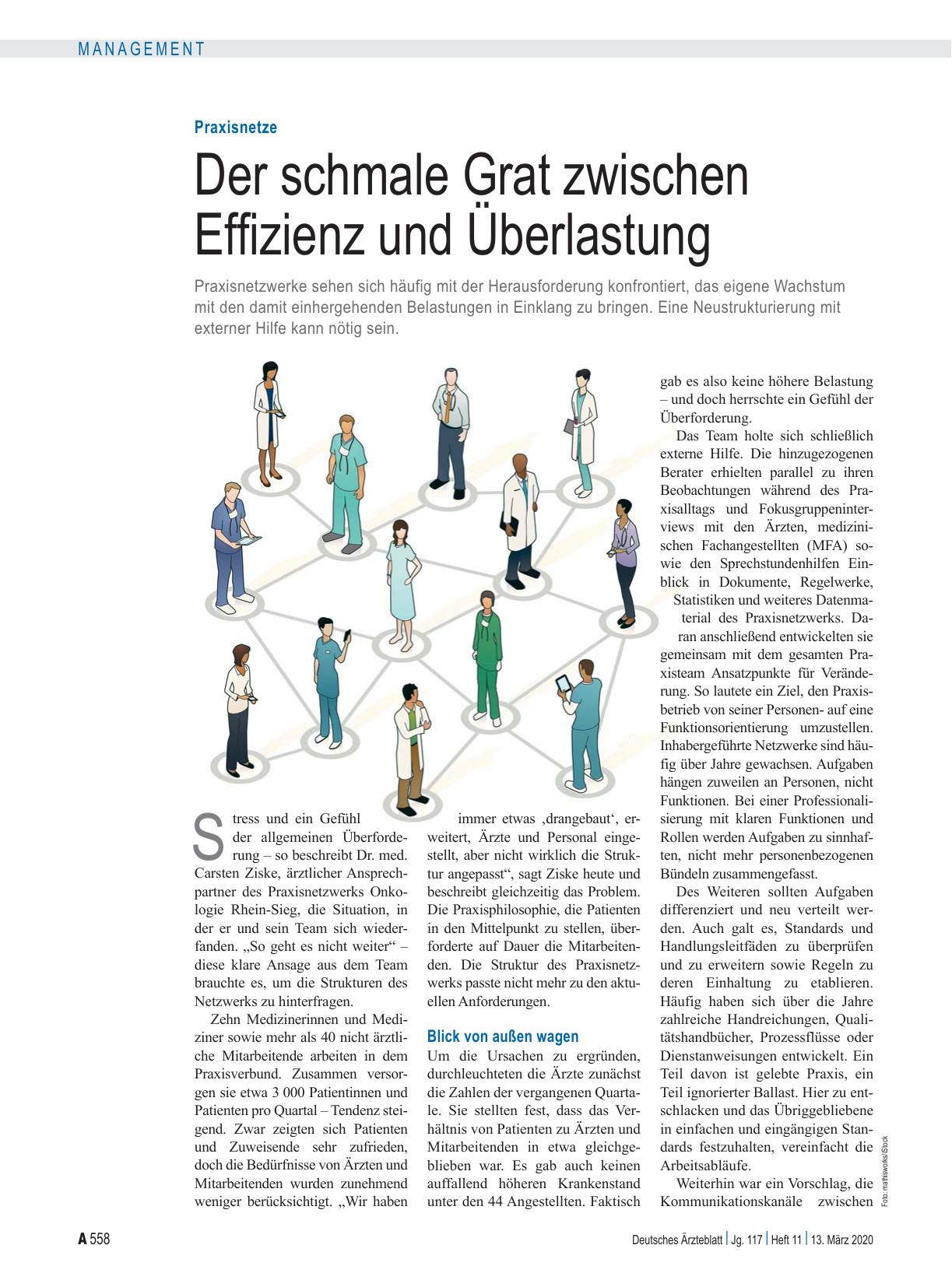 Vorschauseite 1: Praxisnetze: Der schmale Grat zwischen Effizienz und Überlastung