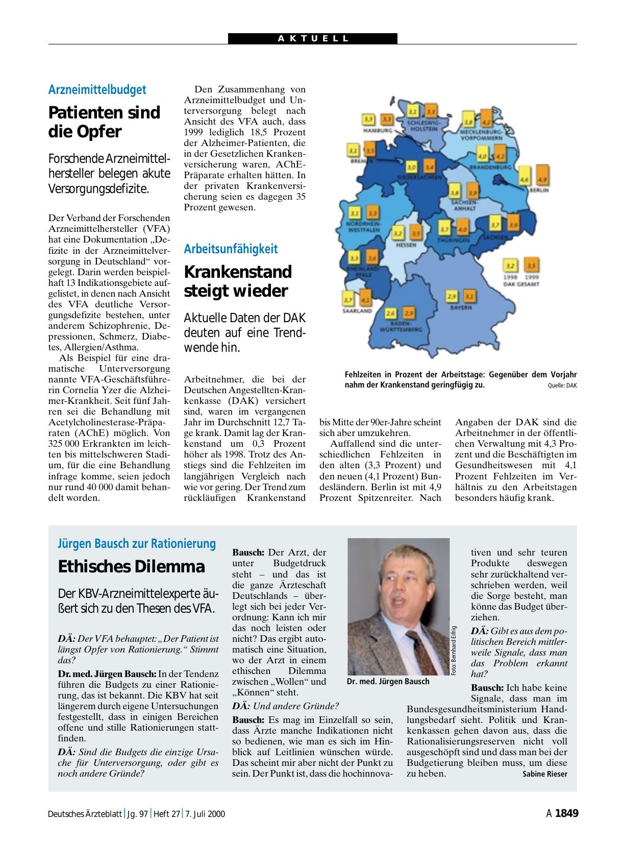Vorschauseite 1: Arbeitsunfähigkeit: Krankenstand steigt wieder