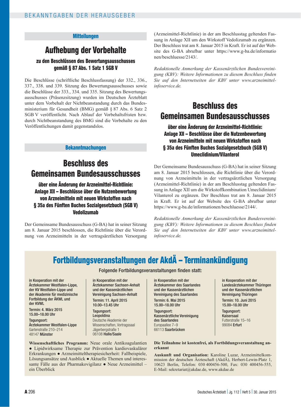 Vorschauseite 1: Beschluss des Gemeinsamen Bundesausschusses über eine Änderung der Arzneimittel-Richtlinie: Anlage XII – Beschlüsse über die Nutzenbewertung von Arzneimitteln mit neuen Wirkstoffe…