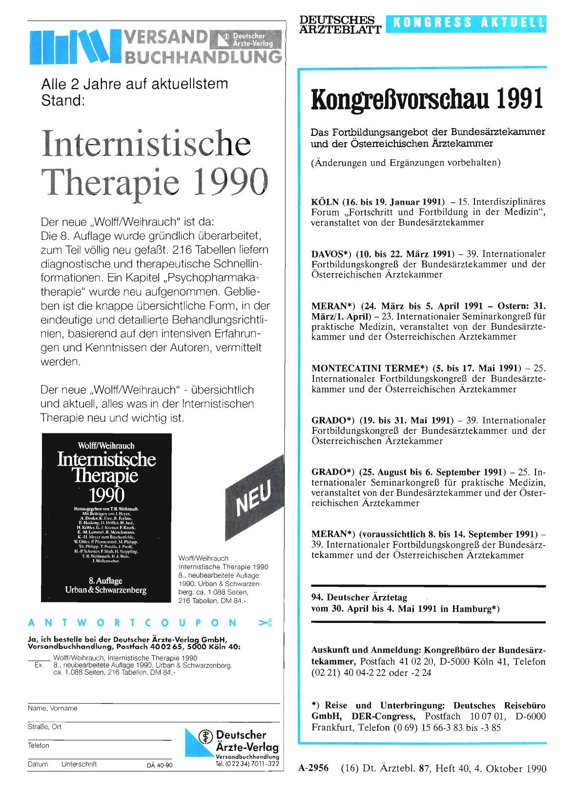 Vorschauseite 1: Kongreßvorschau 1991