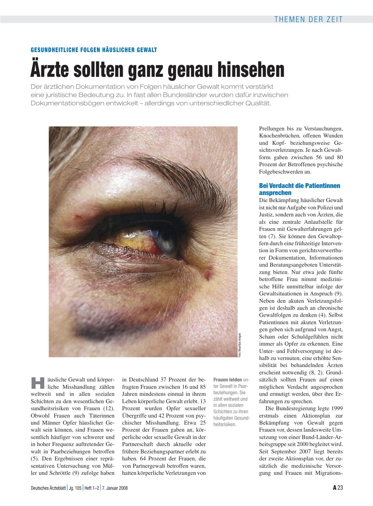 Vorschauseite 1: Gesundheitliche Folgen Häuslicher Gewalt: Ärzte sollten ganz genau hinsehen