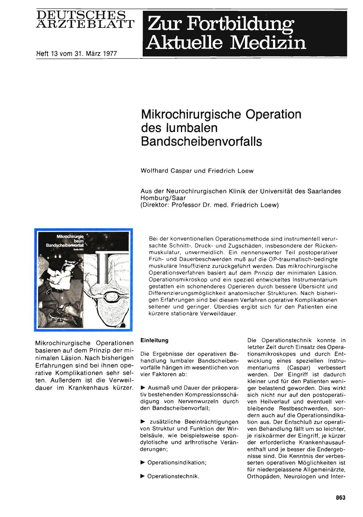 Vorschauseite 1: Mikrochirurgische Operation des lumbalen Bandscheibenvorfalls