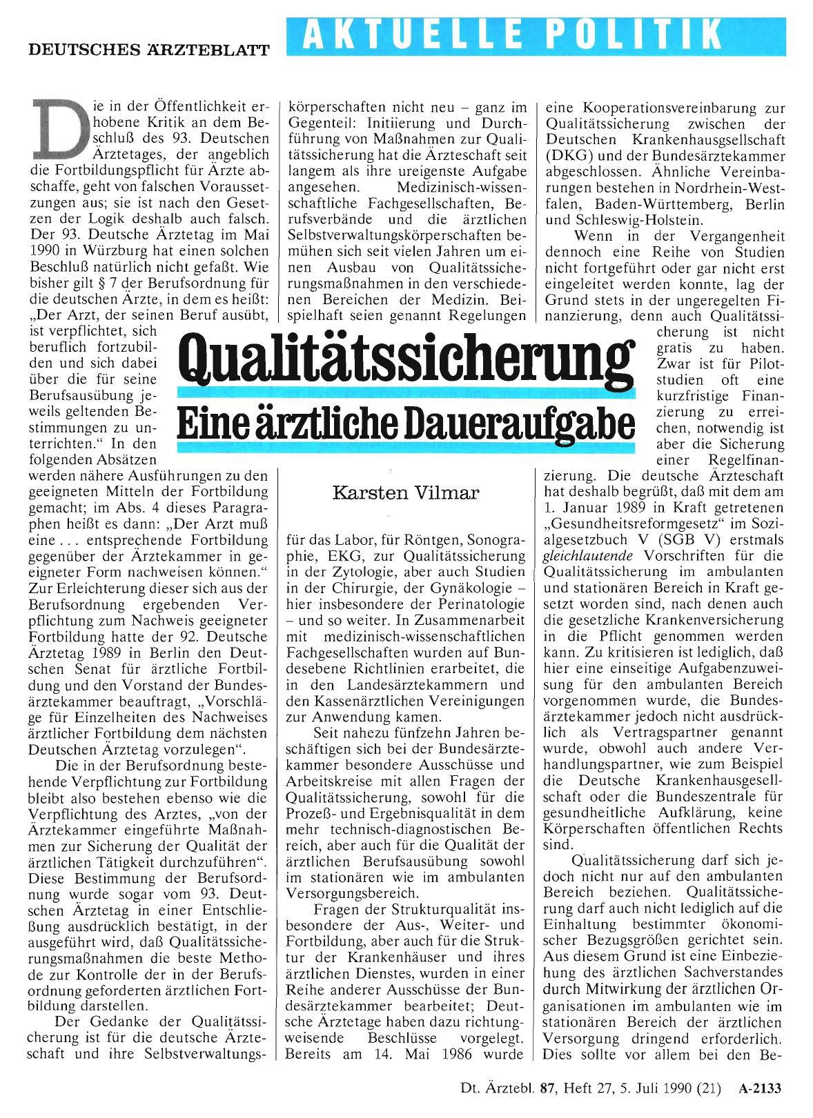 Vorschauseite 1: Qualitätssicherung: Eine ärztliche Daueraufgabe