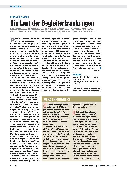 Vorschauseite 1: Psoriasis vulgaris: Die Last der Begleiterkrankungen