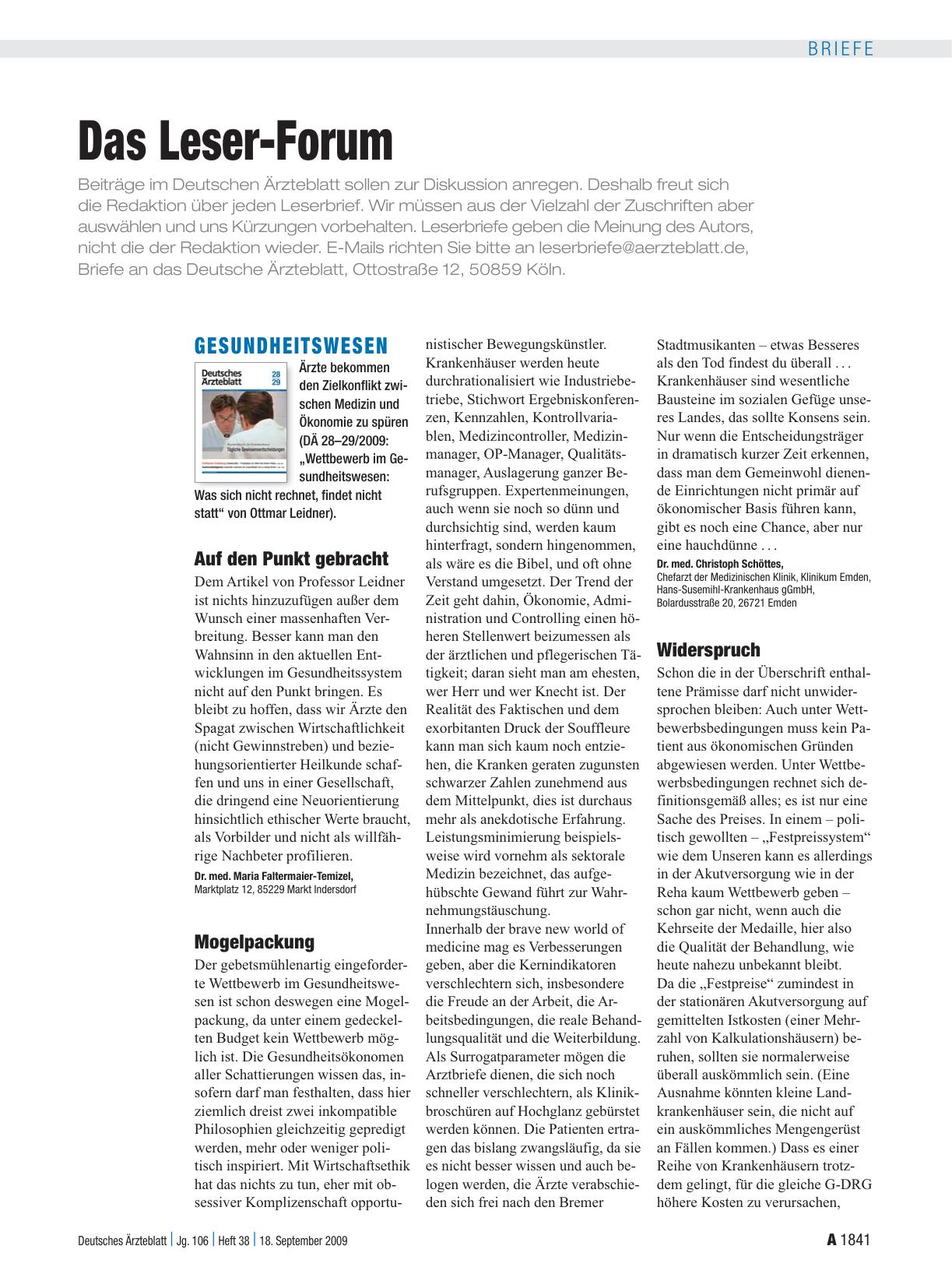 Vorschauseite 1: Gesundheitswesen: Auf den Punkt gebracht