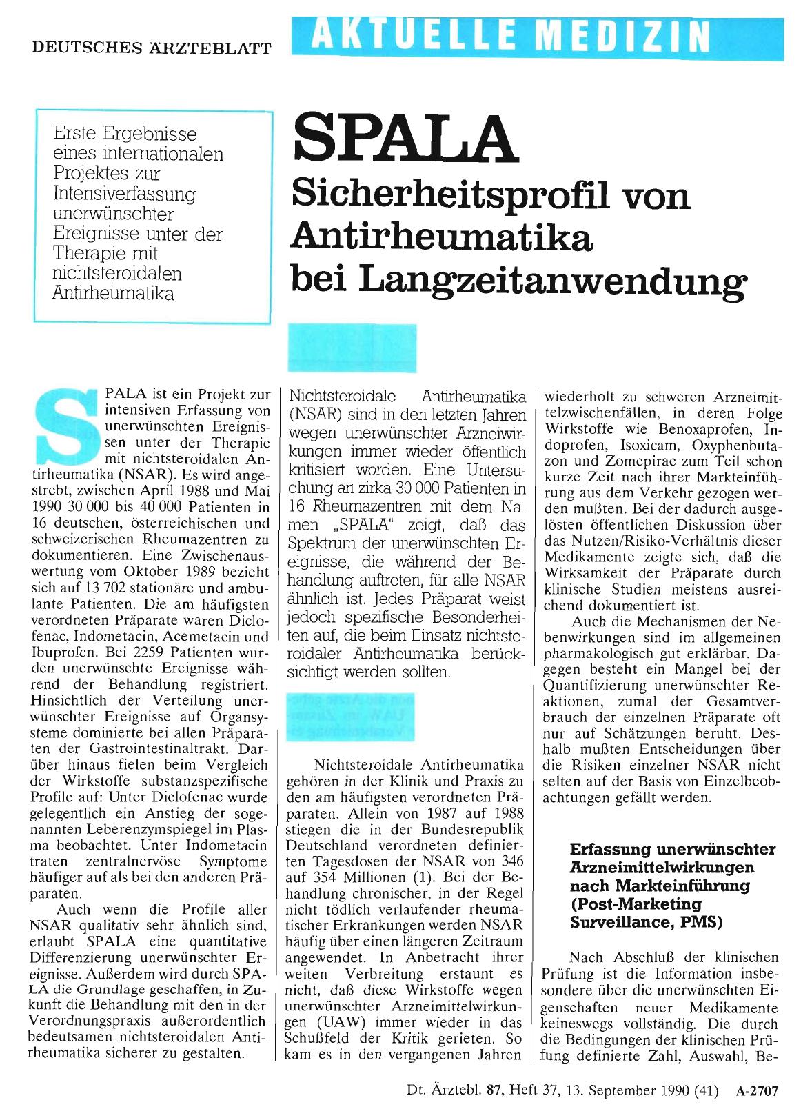 Vorschauseite 1: SPALA: Sicherheitsprofil von Antirheumatika bei Langzeitanwendung
