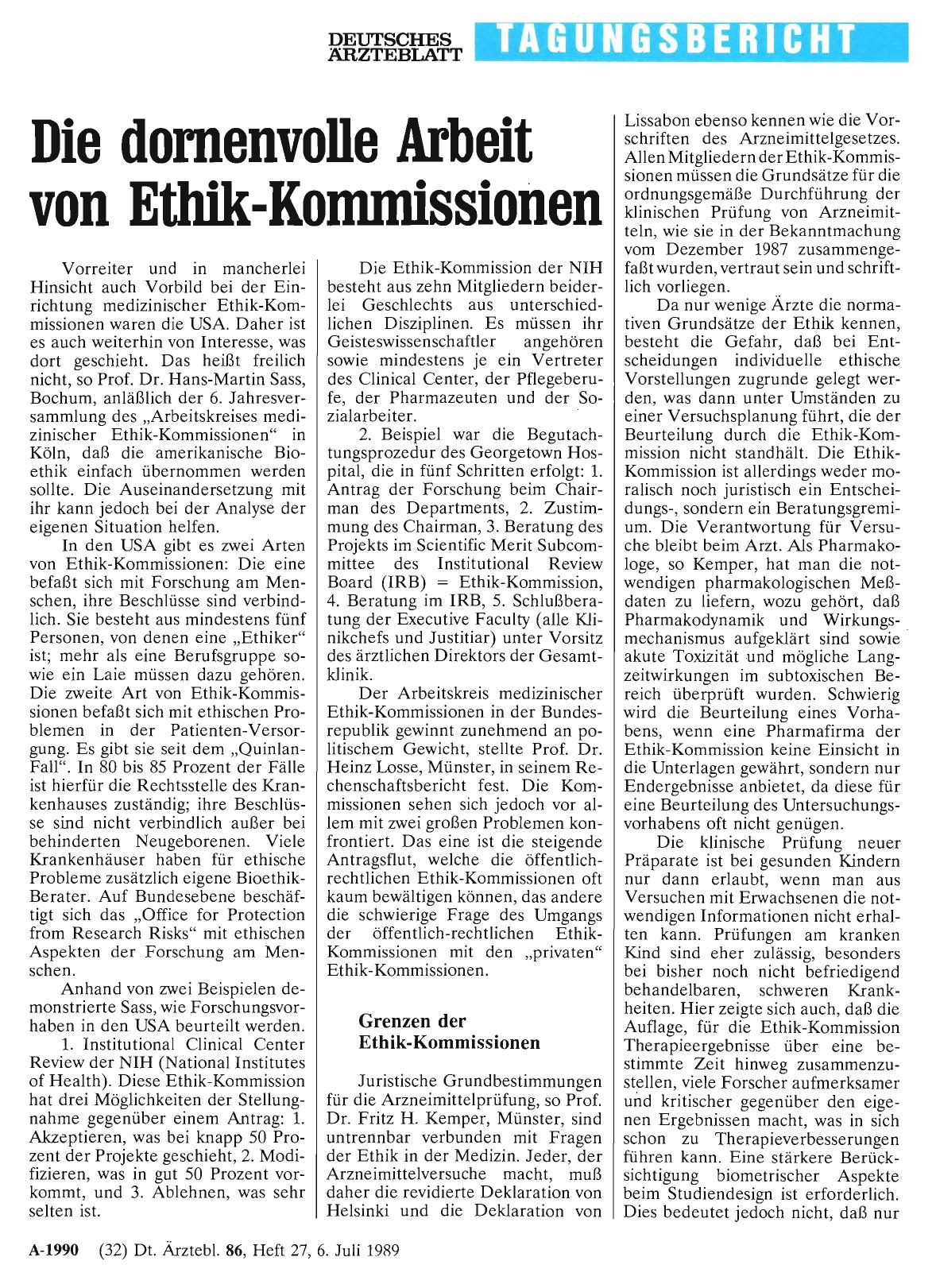 Vorschauseite 1: Die dornenvolle Arbeit von Ethik-Kommissionen