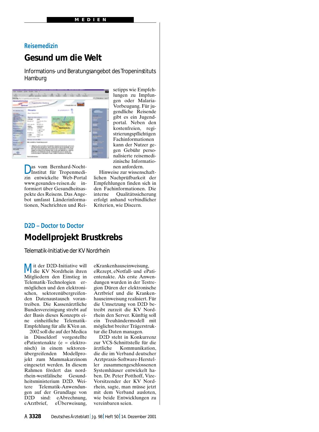 Vorschauseite 1: Reisemedizin: Gesund um die Welt