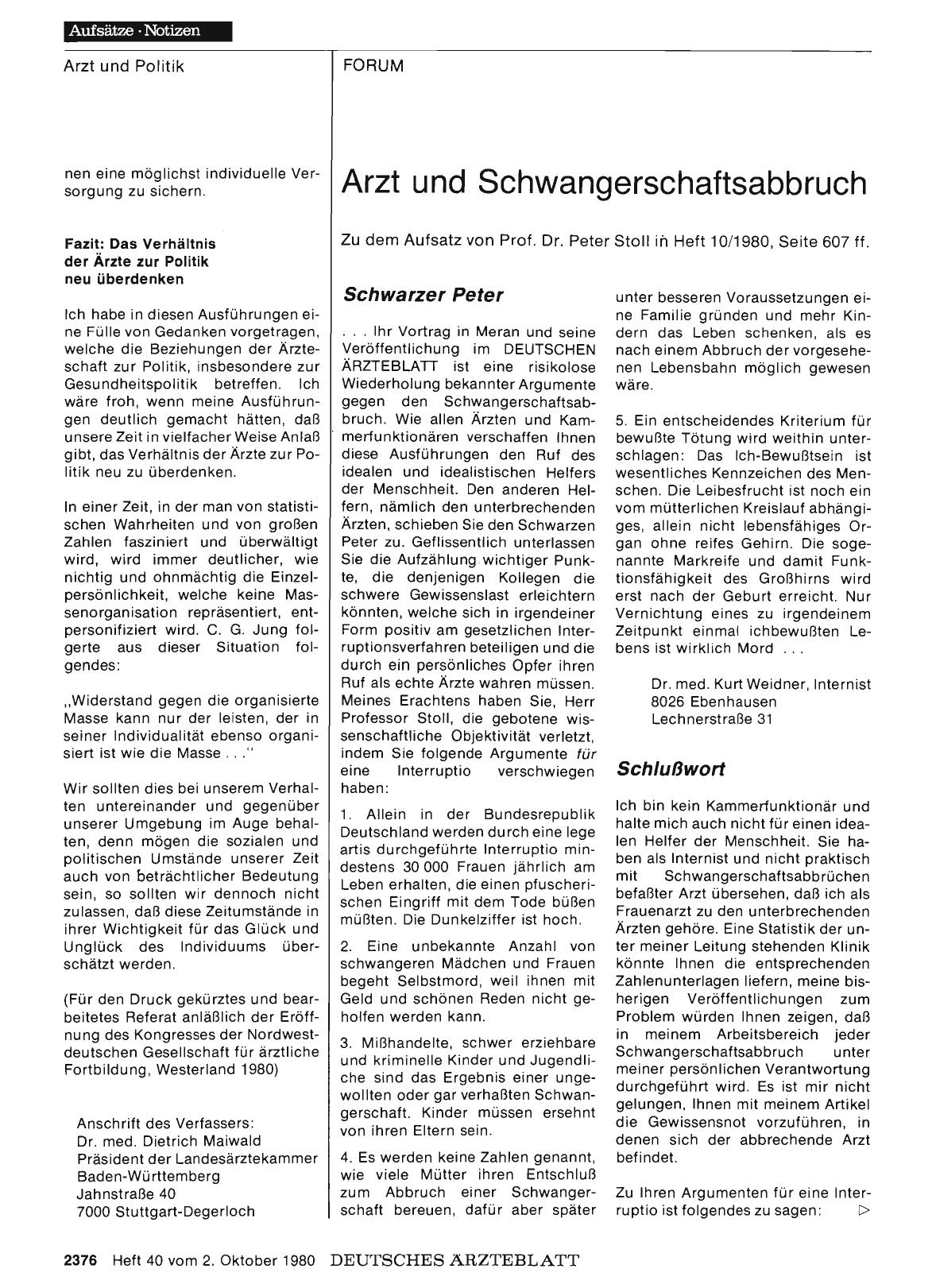 Vorschauseite 1: Arzt und Schwangerschaftsabbruch: Schwarzer Peter