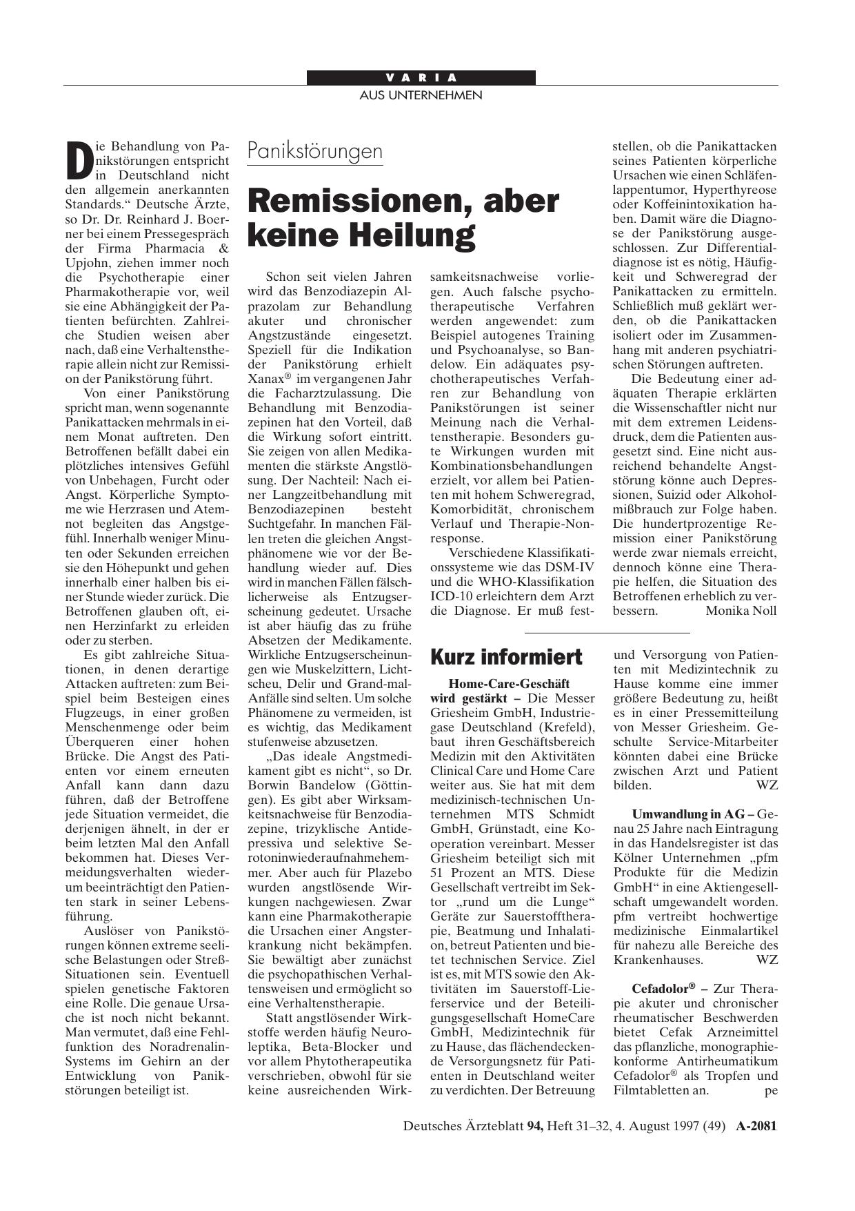 Vorschauseite 1: Kurz informiert: Cefadolor®