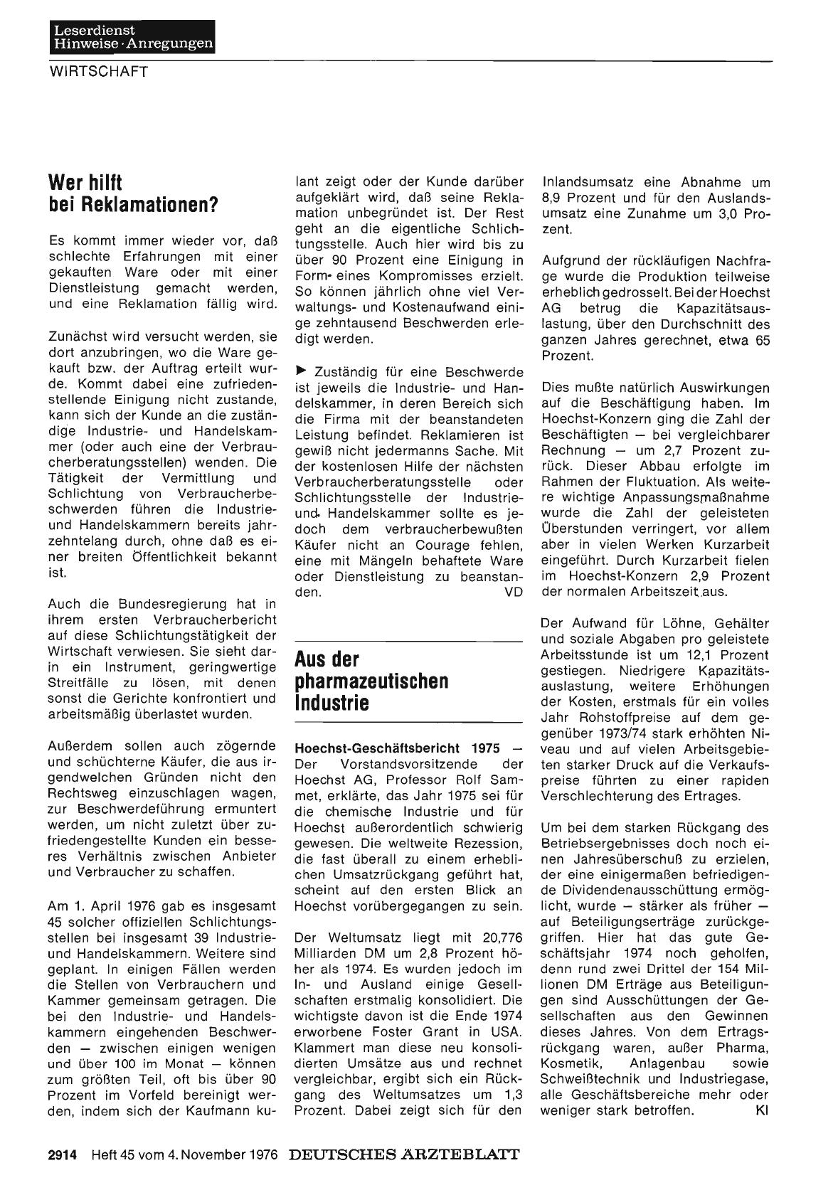 Vorschauseite 1: Aus der pharmazeutischen Industrie
