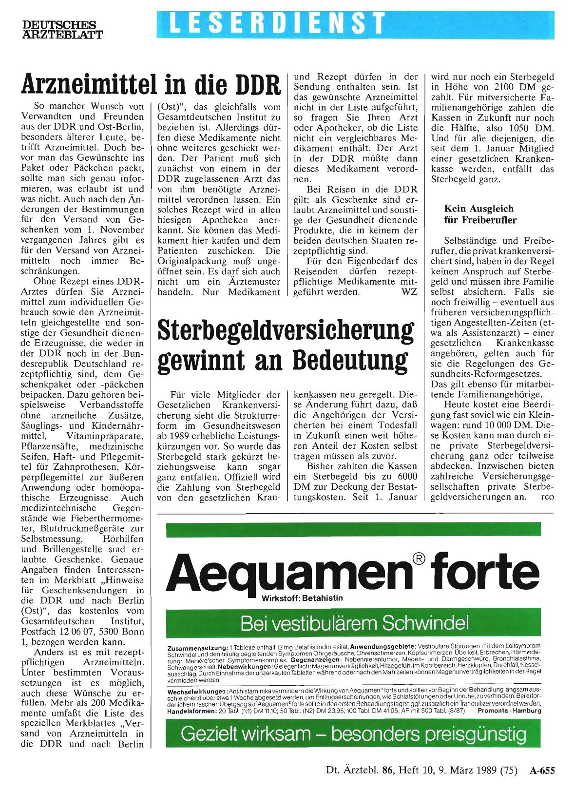 Vorschauseite 1: Arzneimittel in die DDR