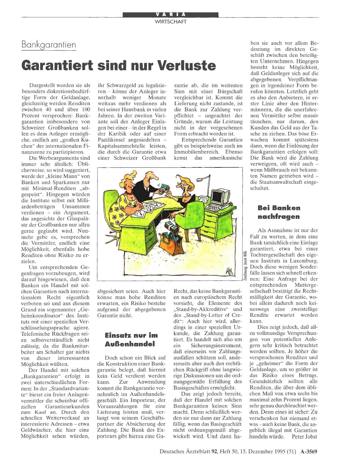 Vorschauseite 1: Bankgarantien: Garantiert sind nur Verluste