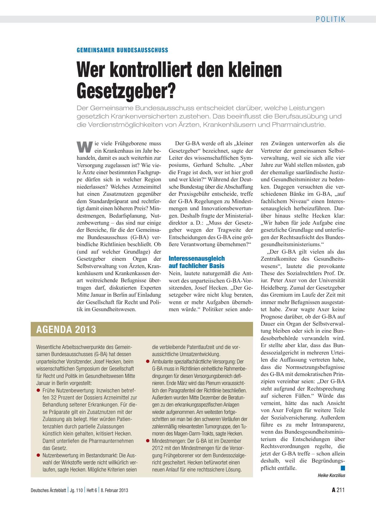 Vorschauseite 1: Gemeinsamer Bundesausschuss: Wer kontrolliert den kleinen Gesetzgeber?