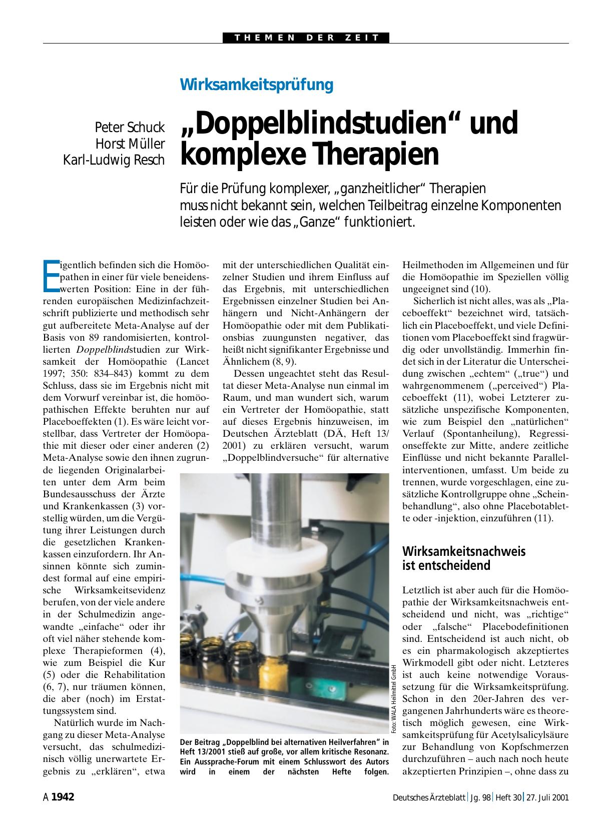 Vorschauseite 1: Wirksamkeitsprüfung: „Doppelblindstudien“ und komplexe Therapien