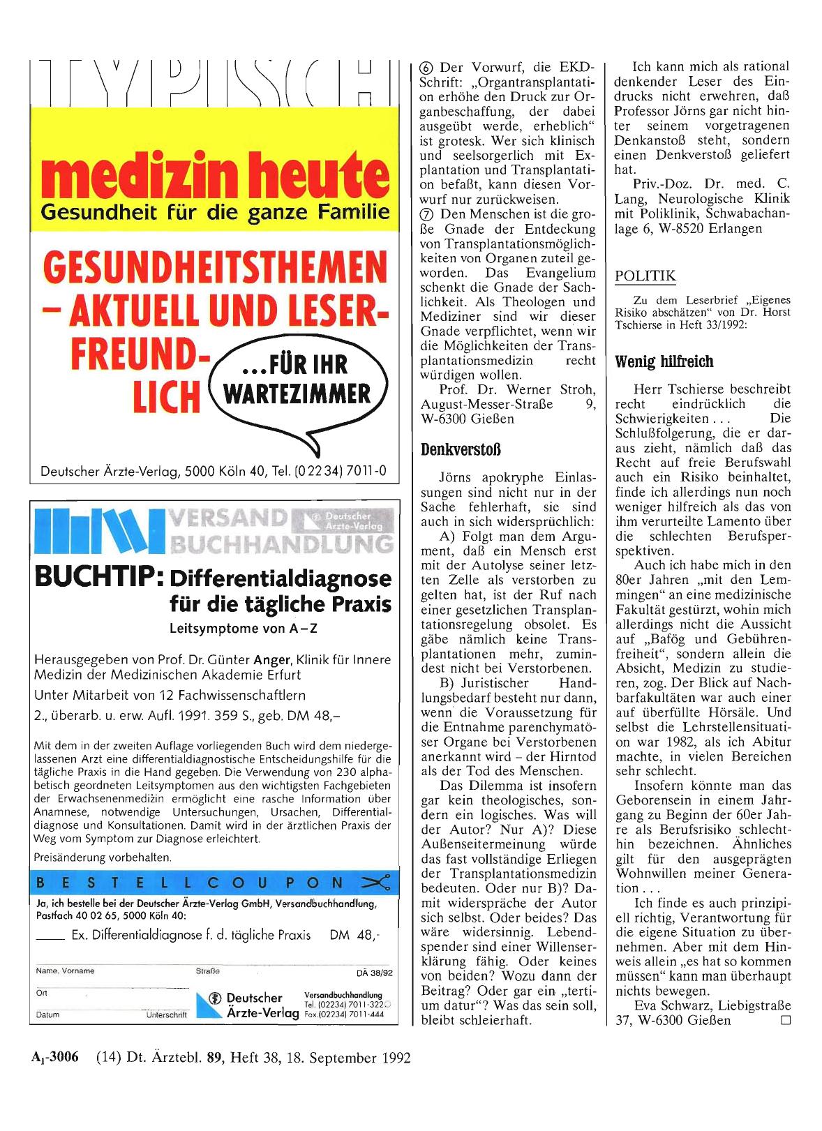 Vorschauseite 1: ORGANENTNAHME: Denkverstoß